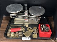 Ohaus Scale, Weights, Brass Tags.