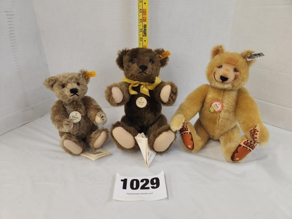 3 Steiff Teddy Bears,