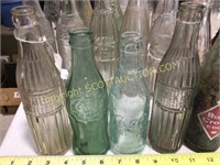 28 vintage glass soda pop bottles, old and rare -