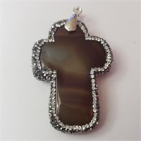 $200 Silver Large Gemstone Cross Pendant