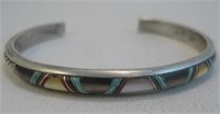 Zuni SS Inlay Multi Stone Bracelet - Tested