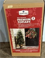 Pre Lit Decorated Premium Topiary 5 Foot in Box