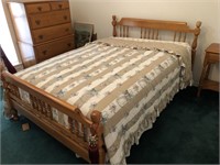 Vintage Hard Maple Bed - AS IS
