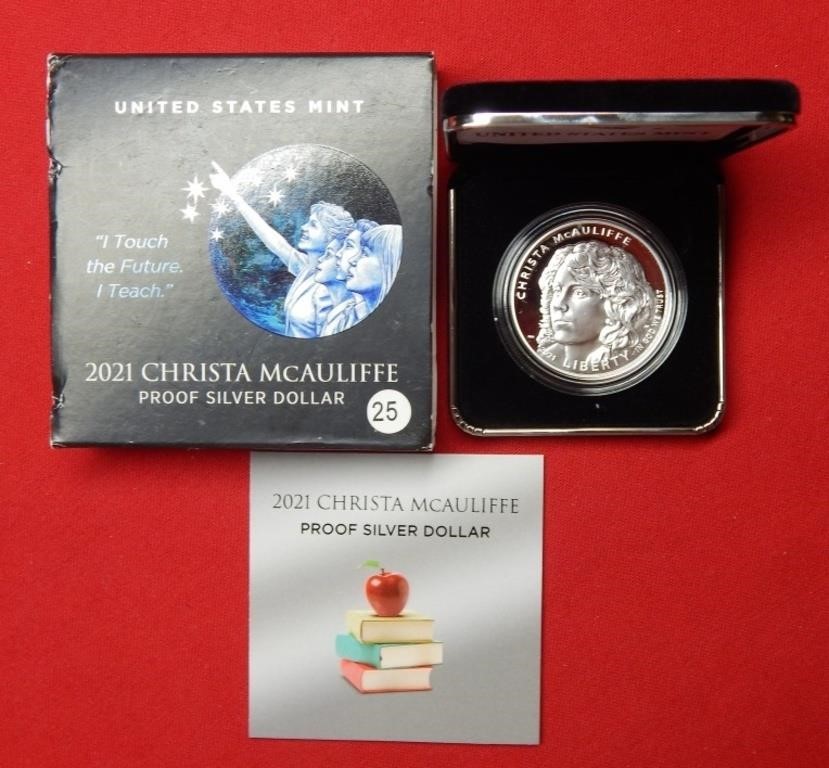 2021 Christina McAuliffe Proof Silver $ Box/COA