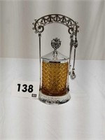 Amber Glass Pickle Cruet Set