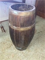 Early 20th C. Oak 'Bellied' Brass Bound Barrel