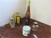 Tonic Bottle, Monkey Bottle, Girl Scout Nut Tin,