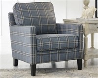 ASHLEY TRAEMORE BLUE CHECK ACCENT CHAIR