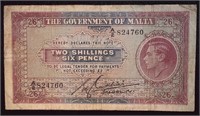 Malta 1954 2 Shillings 6 Pence-Uniface+Gift! MAAA