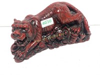 Red Resin Chinese Tiger Statue