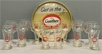 Gunther Beer Advertising Tray & Glass Lot