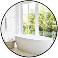 Fabuday Black Round Mirror 32 Inch For Bathroom -