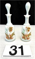 Pair of Vintage Hand Painted Glass Perfumes