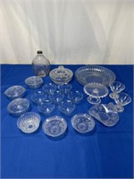 Assortment of glassware including berry bowls,