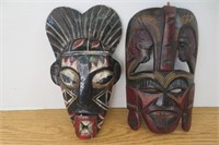 2 Tribal Art Masks 8.5"