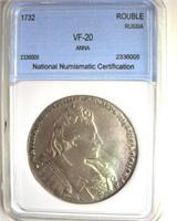 1732 Rouble NNC VF20 Anna Russia