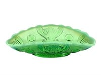 Jefferson Glass Green Opalescent Jewel & Fan Dish