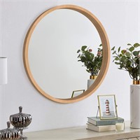 New $180 Wood Round Mirror 30"
