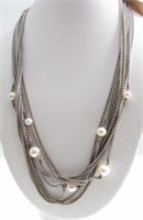 David Yurman Sterling 8-Stand Pearl Necklace