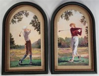 Pair Of Vintage Decorator Golf Pictures