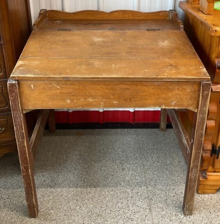 Antique Wooden Writing Desk (32.5"W x 27"D x