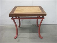 23"x 28"x 25" Vtg Wood Top Iron Table See Info