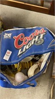 Coors Light cooler bag filled with lights, rope,