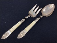 Pre 1930s Brass / Bone Spoon & Fork Set