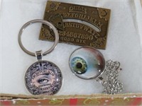 OUIJA PIN WITH EYEBALL & OIJA KEY RING