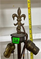 Vtg Double Bulb Brass Standing Lamp