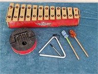 Vintage Xylophone, Thumb Piano, & Triangle