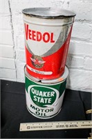 Veedol & Quaker State Oil Cans