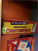 Vintage Chesterfield Cigarettes Sign - 12" x 34"