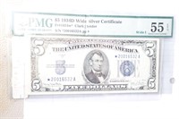 Vintage Paper Money / 1934D Wide $5.00 Bill.