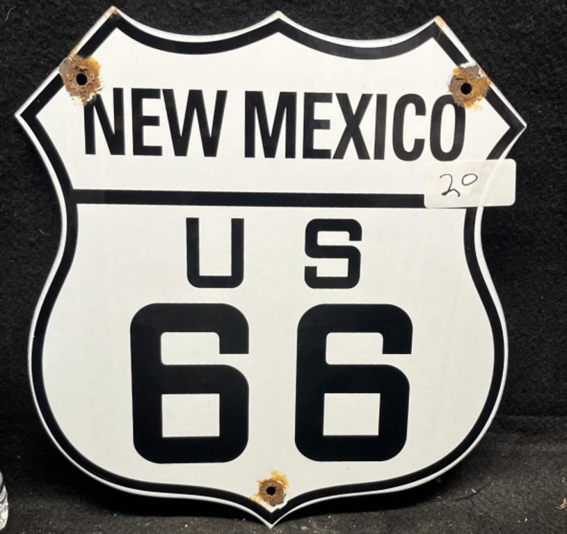 REPOP PORCELAIN 13" NEW MEXICO US 66 METAL SIGN