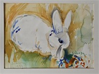 124A James Estey 1999 Rabbit Watercolor Signed