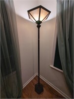 Tiffany style stain glass floor lamp w foot pedal