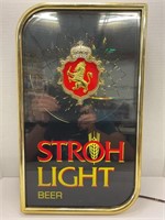 STROH'S LIGHT LIGHTED BEER SIGN - 11" X 19" -WORKS