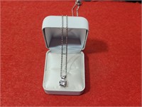 .925 Silver Necklace w/ CZ Pendant 1.5ct wt