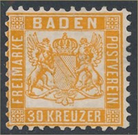 GERMANY BADEN #25a MINT AVE NG