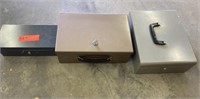 3 Metal File Boxes With Keys.