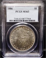 1886 PCGS MS63 Morgan Silver Dollar