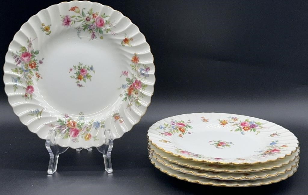 5pc Minton Marlow Floral 8in Salad Plates