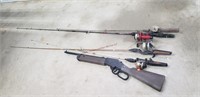 Plastic Toy Gun & 4- Fishing Pole