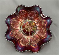 Peacock & Grape spatula ftd ruffled bowl - red