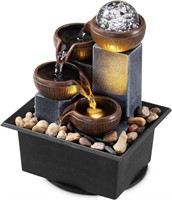 4-Level Tabletop Fountain with LED and Rocks
