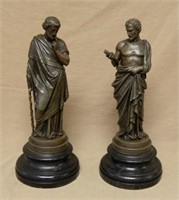 Greek Philosophers Bronzed Spelter Statues.