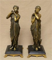 French Classical Bronzed Spelter Figures.