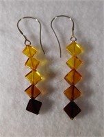 Sterling Silver Polished Amber Earrings