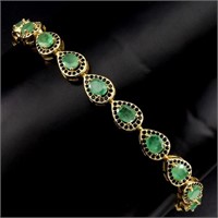 Natural  Green Columbian  Emerald Black Spinel Bra